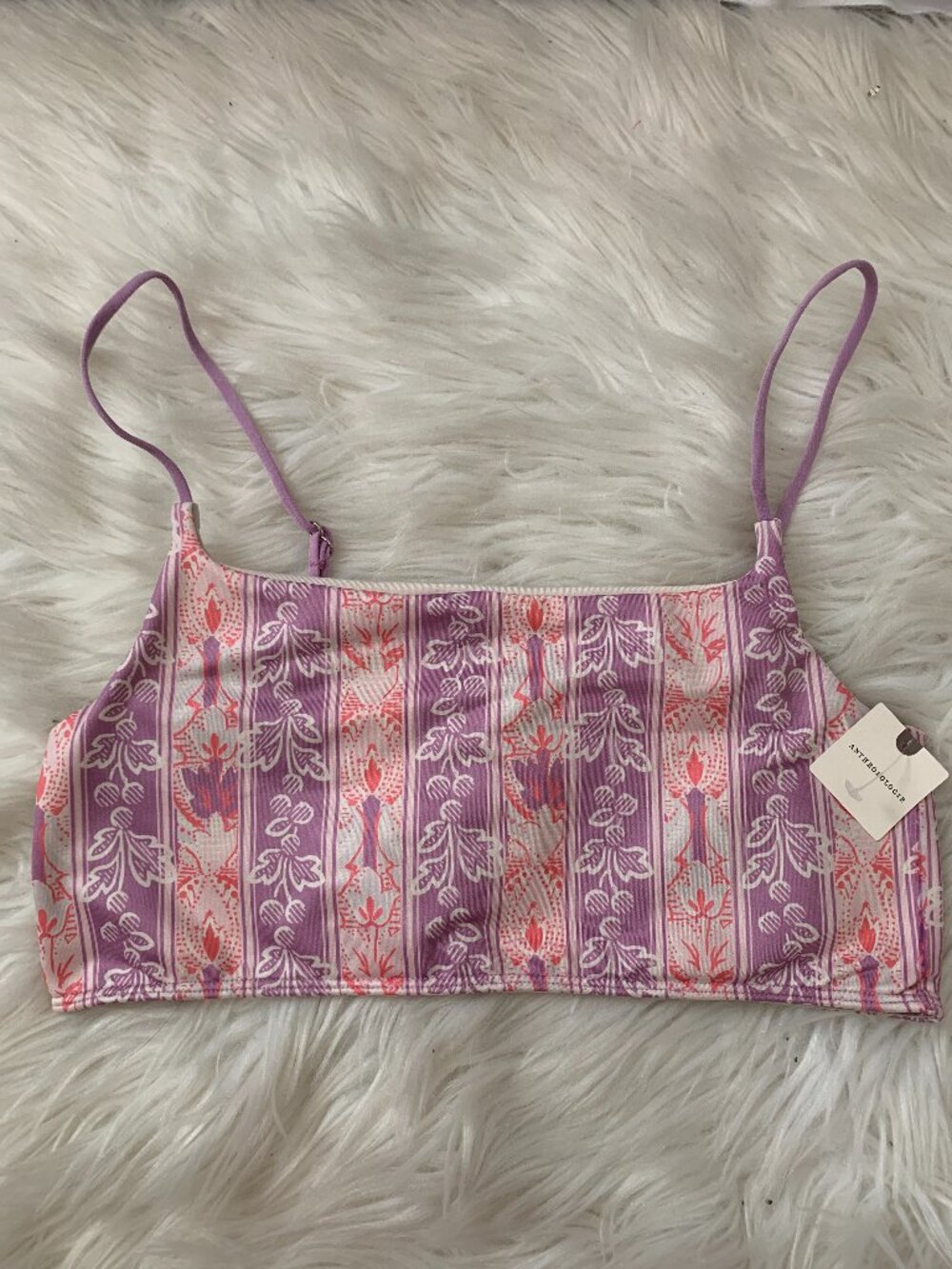 ANTHROPOLOGIE LYREBRID Floral Striped Renna Seamless Square Neck Bra Sz L/XL